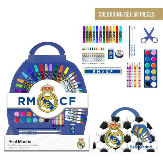 Set Papelería Coloreable 50 Piezas Real Madrid Cerdá 41.0 x 58.0 x 3.0 cm.