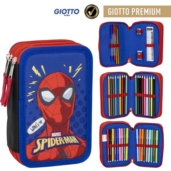 Plumier Con Accesorios Giotto Spiderman Cerdá 12.5 x 6.5 x 19.5 cm.