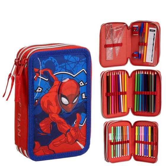 Plumier Con Accesorios Giotto Spiderman Cerdá 12.5 x 6.5 x 19.5 cm.