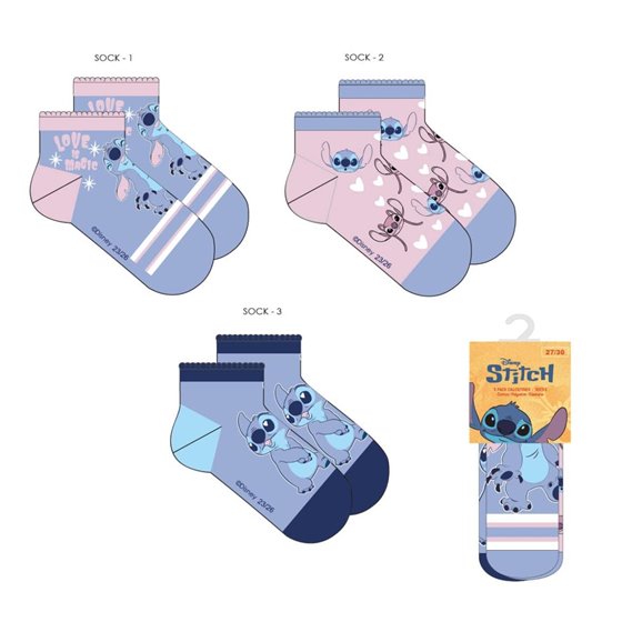 Pack Calcetines 3 Piezas Stitch Cerdá T.23/26-T.31/34: 4,4,4