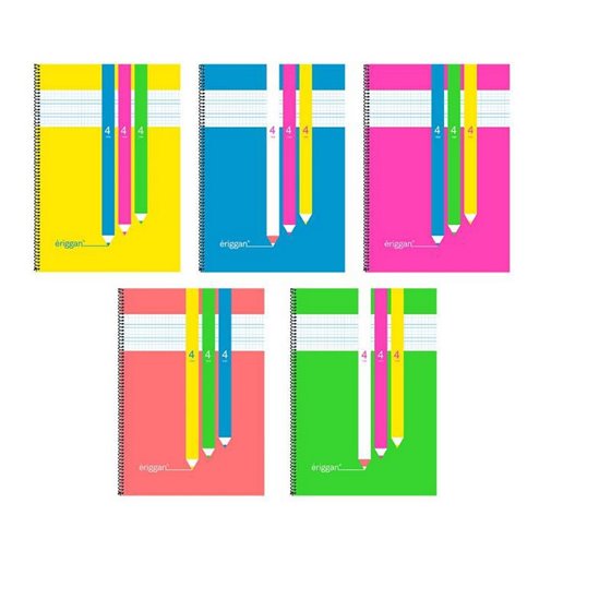 Bloc Espiral ERIGGAN Tapa Plástico Pauta Lamela Folio 80 Hojas 4 mm.