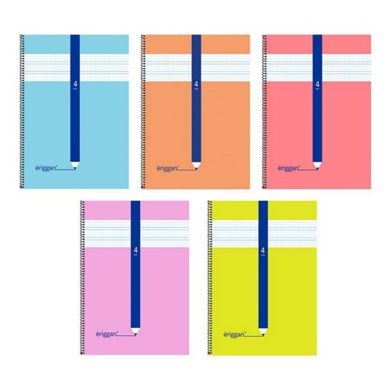 Bloc Espiral ERIGGAN Tapa Cartón Pauta Lamela Folio 80 Hojas 3 mm.