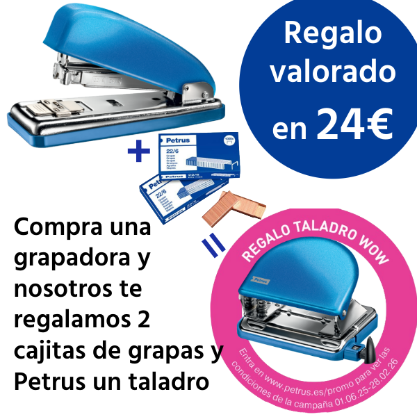 Grapadora Metálica De Oficina Mod. 226 Wow De Petrus Azul
