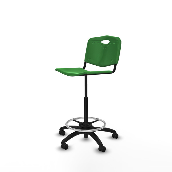 Taburete Robledo giratorio plástico verde sin brazos base poliamida ruedas engomadas 50mm
