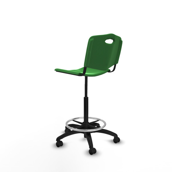 Taburete Robledo giratorio plástico verde sin brazos base poliamida ruedas engomadas 50mm