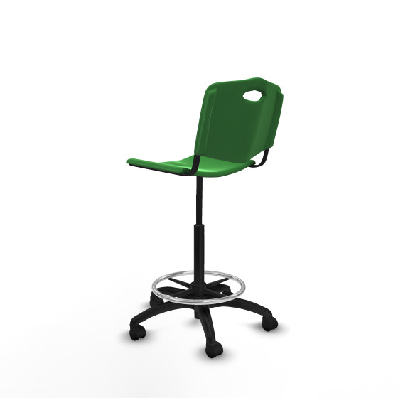 Taburete Robledo giratorio plástico verde sin brazos base poliamida ruedas nailon 50mm