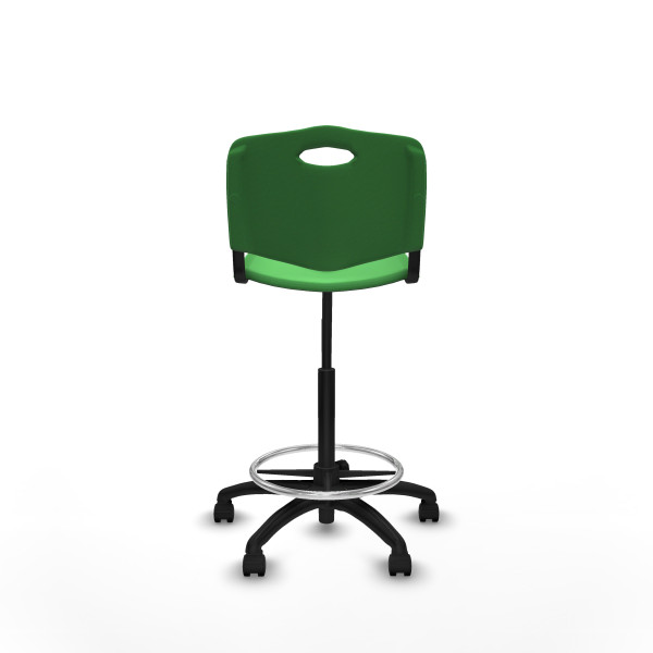 Taburete Robledo giratorio plástico verde sin brazos base poliamida ruedas nailon 50mm
