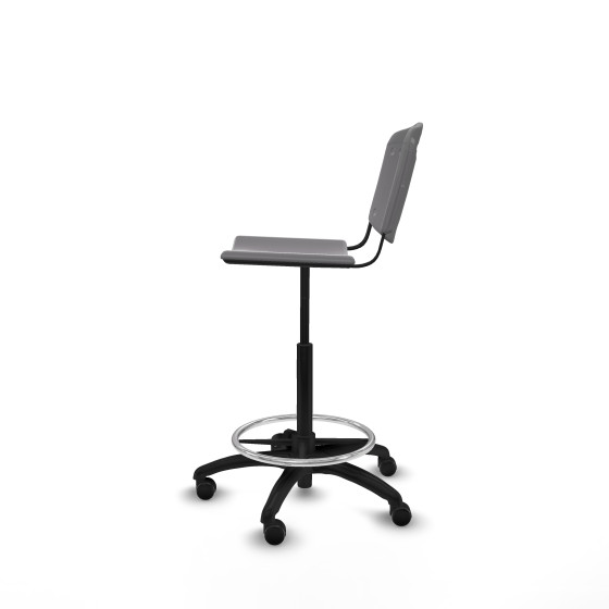 Taburete Robledo giratorio plástico gris claro sin brazos base poliamida ruedas engomadas 50mm