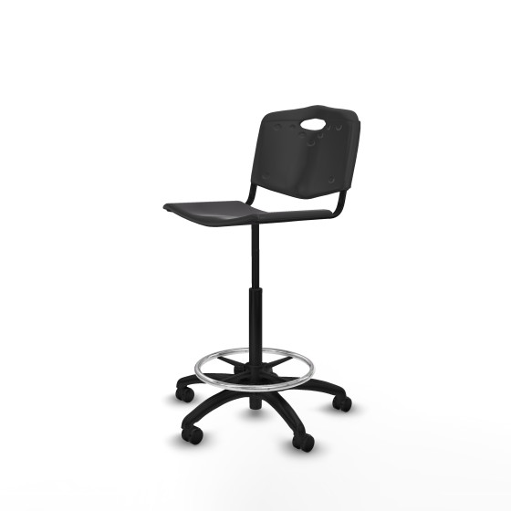 Taburete Robledo giratorio plástico negro sin brazos base poliamida ruedas engomadas 50mm