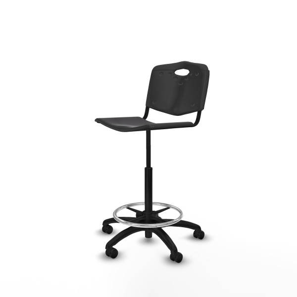 Taburete Robledo giratorio plástico negro sin brazos base poliamida ruedas engomadas 50mm
