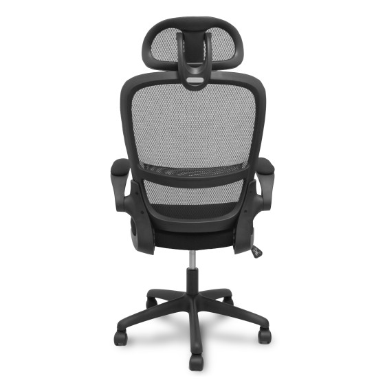 Silla Pro525 respaldo malla negro asiento tela color negro y cabecero