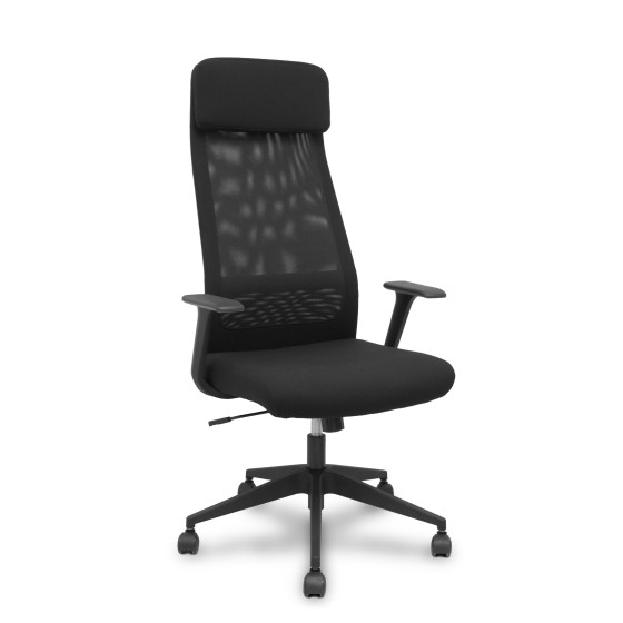 Silla Pro536 basculante tela negra brazos fijos.