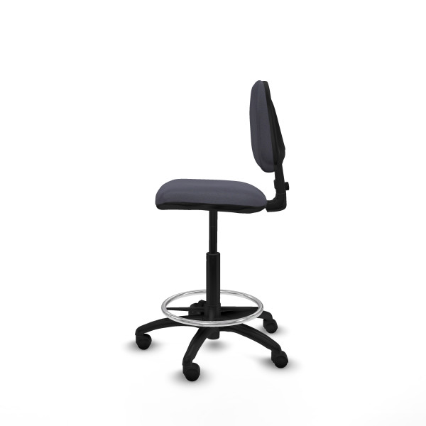 Taburete Isso CP bali gris oscuro sin brazos base poliamida ruedas nailon 50mm