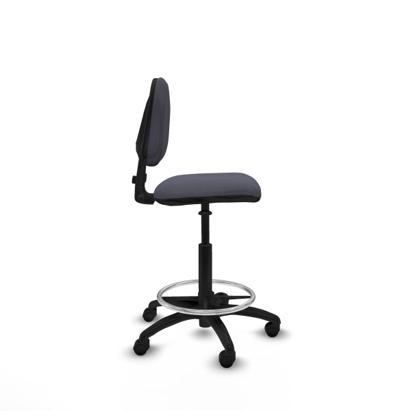Taburete Isso CP bali gris oscuro sin brazos base poliamida ruedas nailon 50mm