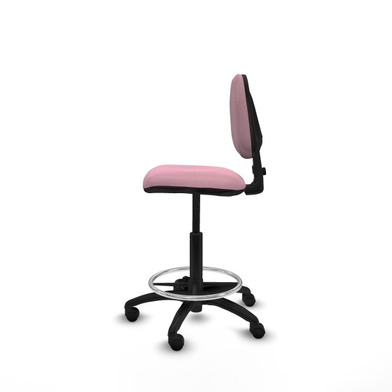 Taburete Isso CP bali rosa sin brazos base poliamida ruedas nailon 50mm