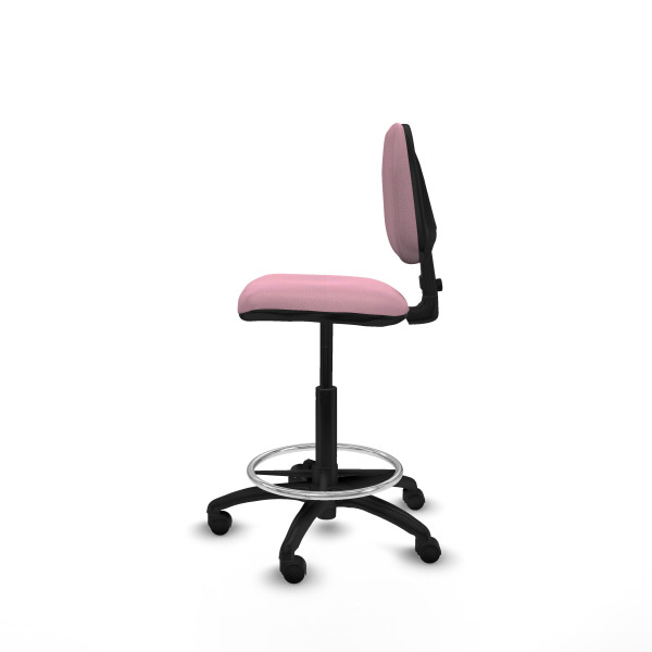Taburete Isso CP bali rosa sin brazos base poliamida ruedas nailon 50mm