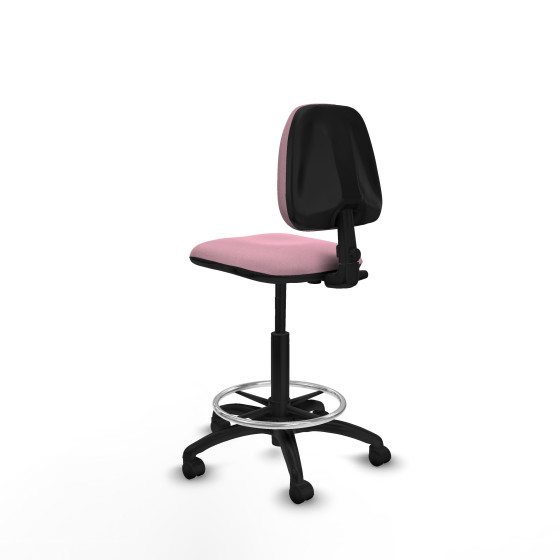 Taburete Isso CP bali rosa sin brazos base poliamida ruedas nailon 50mm