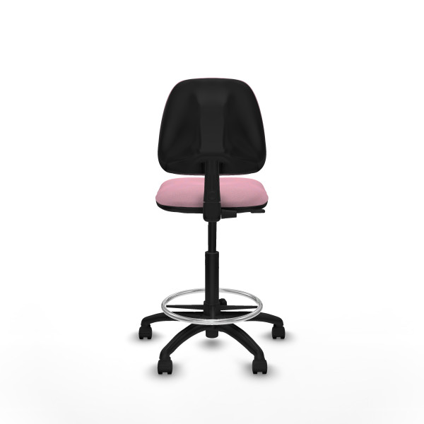 Taburete Isso CP bali rosa sin brazos base poliamida ruedas nailon 50mm