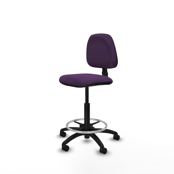 Taburete Isso CP bali morado sin brazos base poliamida ruedas nailon 50mm