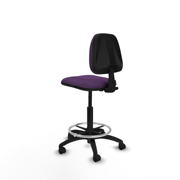 Taburete Isso CP bali morado sin brazos base poliamida ruedas nailon 50mm