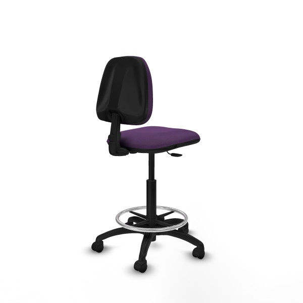 Taburete Isso CP bali morado sin brazos base poliamida ruedas nailon 50mm