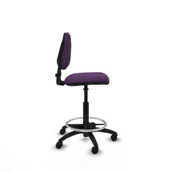 Taburete Isso CP bali morado sin brazos base poliamida ruedas nailon 50mm