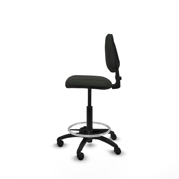 Taburete Isso CP bali negro sin brazos base poliamida ruedas nailon 50mm
