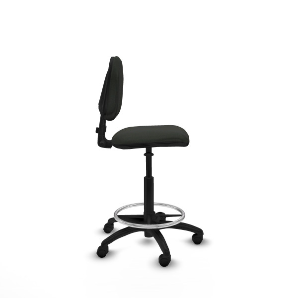Taburete Isso CP bali negro sin brazos base poliamida ruedas nailon 50mm