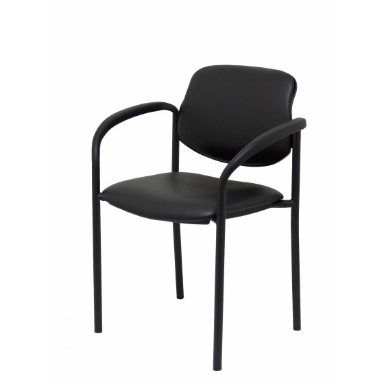 Silla fija Styl similpiel negro chasis negro con brazos