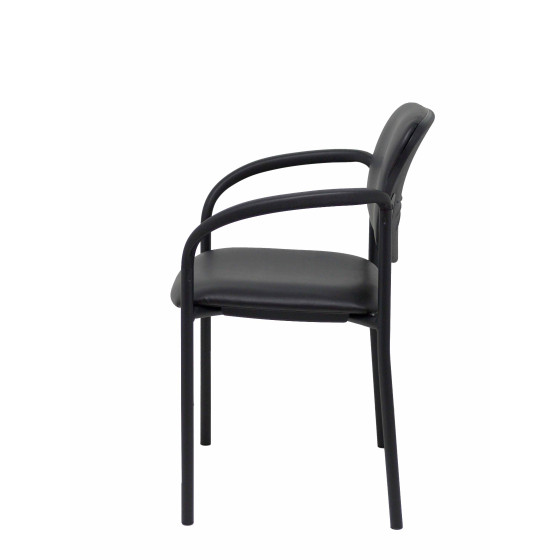Silla fija Styl similpiel negro chasis negro con brazos