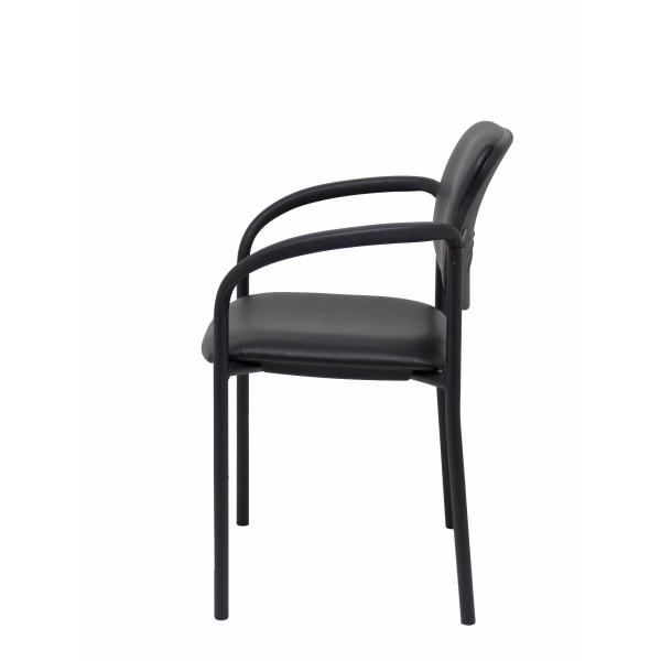 Silla fija Styl similpiel negro chasis negro con brazos