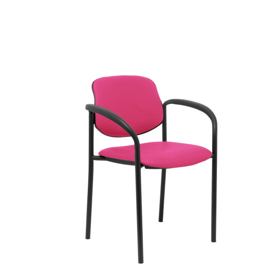 Silla fija Styl similpiel rosa chasis negro con brazos