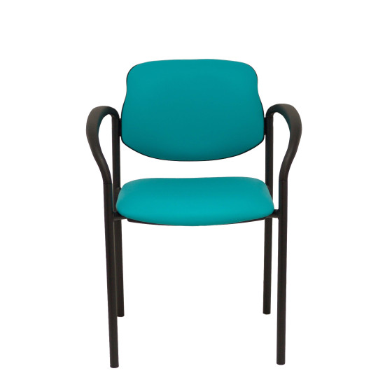 Silla fija Styl similpiel verde chasis negro con brazos