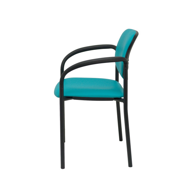 Silla fija Styl similpiel verde chasis negro con brazos