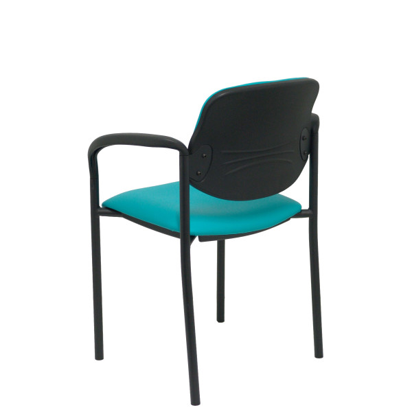 Silla fija Styl similpiel verde chasis negro con brazos