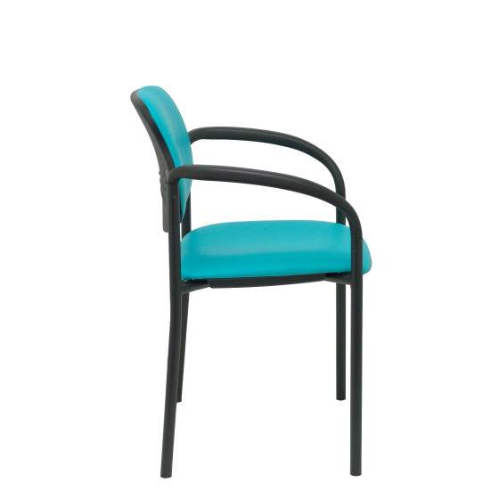 Silla fija Styl similpiel verde chasis negro con brazos