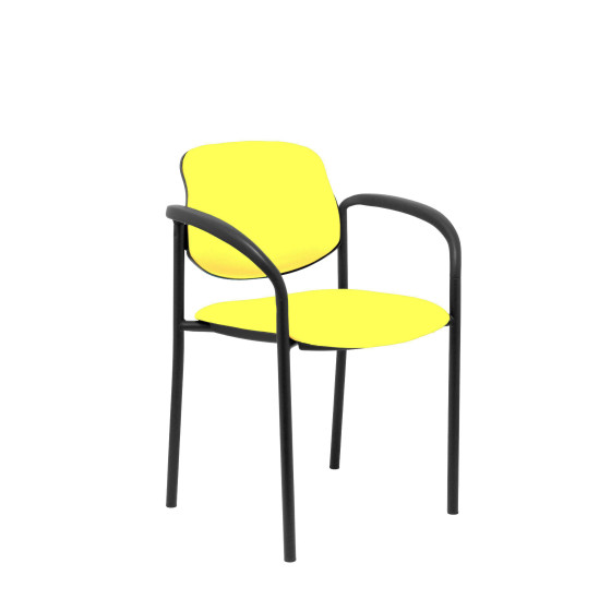 Silla fija Styl similpiel amarillo chasis negro con brazos
