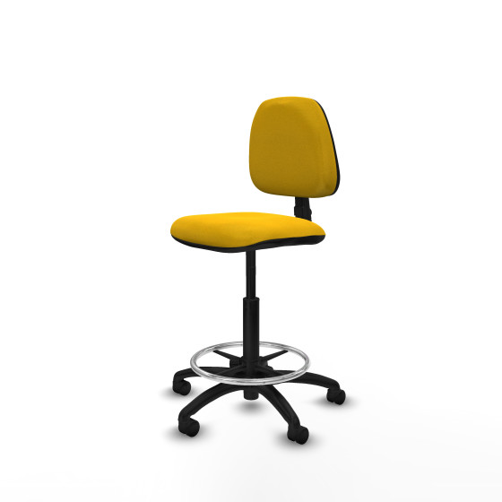 Taburete Isso CP bali amarillo sin brazos base poliamida ruedas nailon 50mm