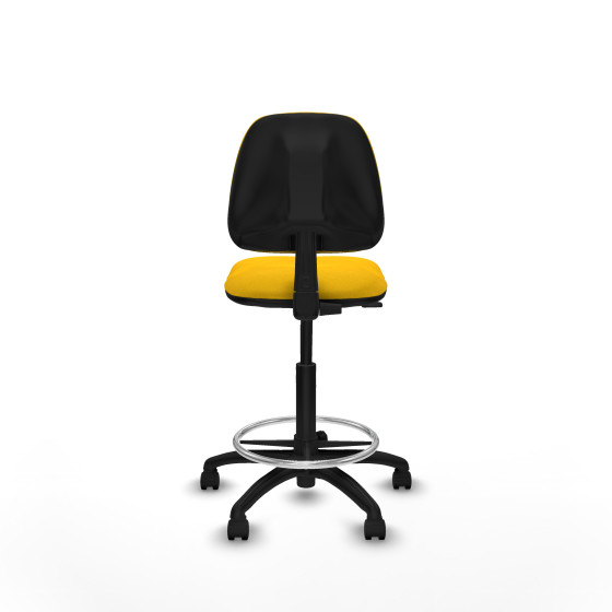 Taburete Isso CP bali amarillo sin brazos base poliamida ruedas nailon 50mm