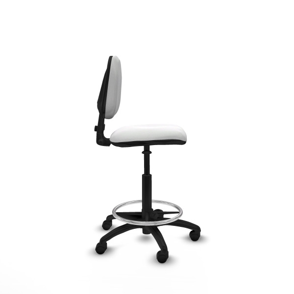 Taburete Isso CP bali blanco sin brazos base poliamida ruedas nailon 50mm