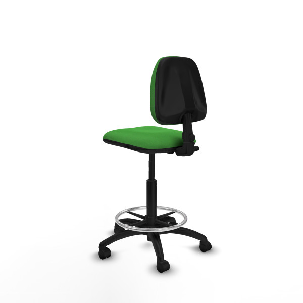 Taburete Isso CP bali verde sin brazos base poliamida ruedas nailon 50mm