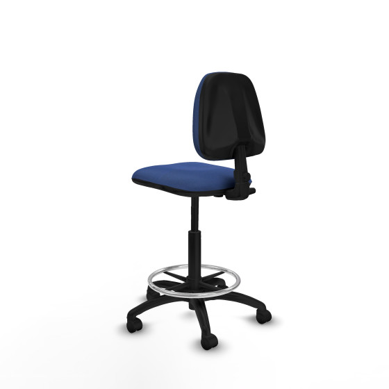 Taburete Isso CP bali azul marino sin brazos base poliamida ruedas nailon 50mm