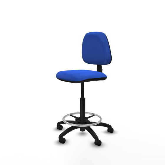 Taburete Isso CP bali azul sin brazos base poliamida ruedas nailon 50mm