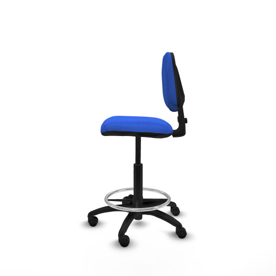 Taburete Isso CP bali azul sin brazos base poliamida ruedas nailon 50mm