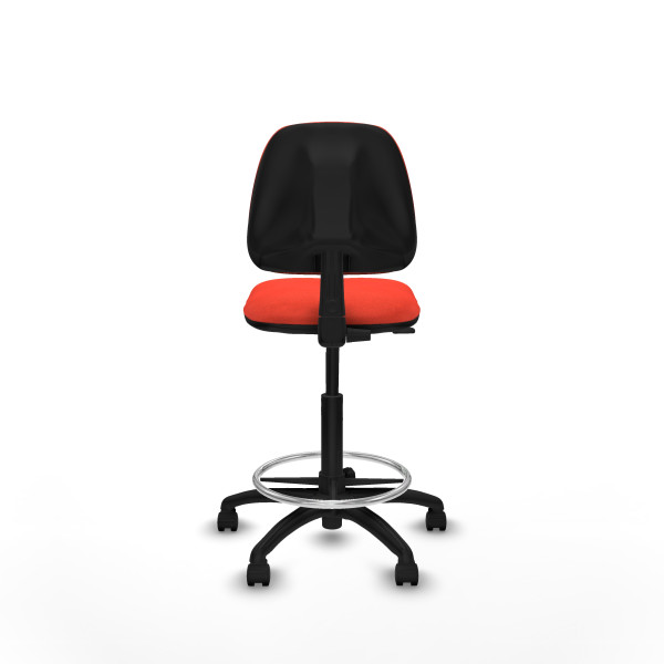 Taburete Isso CP bali naranja oscuro sin brazos base poliamida ruedas nailon 50mm