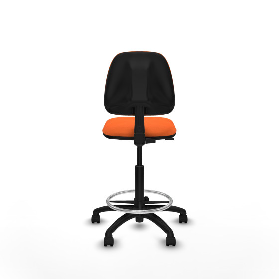 Taburete Isso CP bali naranja sin brazos base poliamida ruedas nailon 50mm