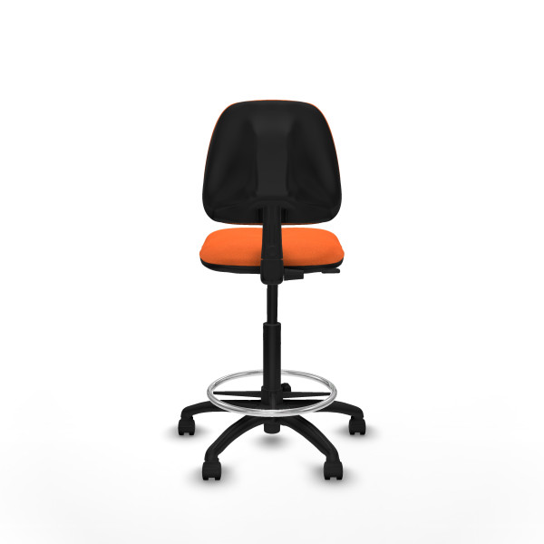 Taburete Isso CP bali naranja sin brazos base poliamida ruedas nailon 50mm