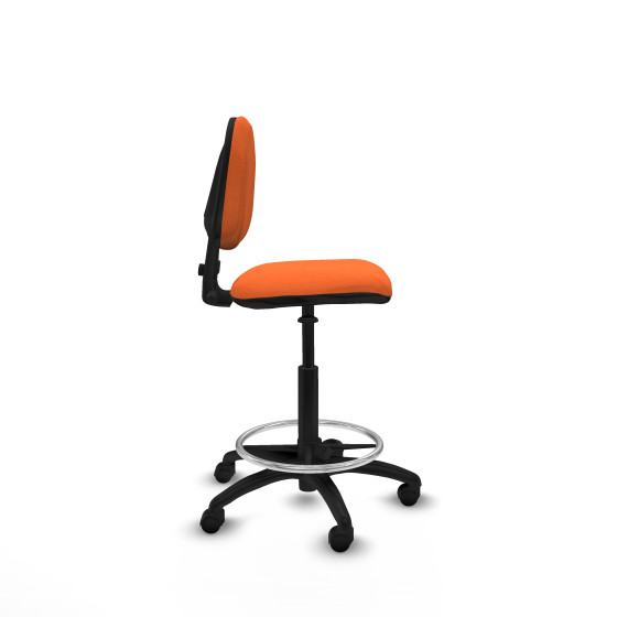 Taburete Isso CP bali naranja sin brazos base poliamida ruedas nailon 50mm