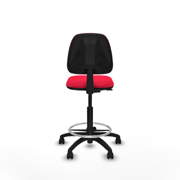 Taburete Isso CP bali rojo sin brazos base poliamida ruedas nailon 50mm