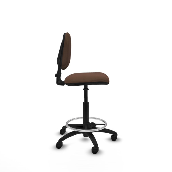 Taburete Isso CP bali marrón oscuro sin brazos base poliamida ruedas nailon 50mm